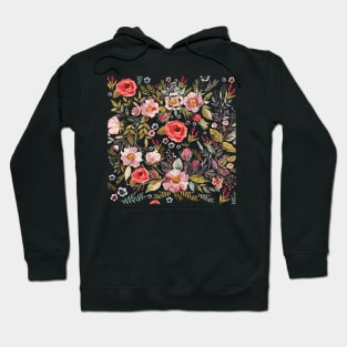 Watercolor floral pattern black Hoodie